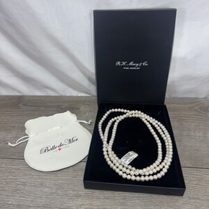 Belle De Mer Cultured Fresh Water Pearl Necklace 54" 7-8 mm